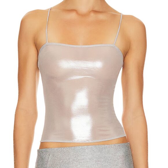Metallic Sheer Mesh Camisole – Silver – Like New - Picture 2 of 2